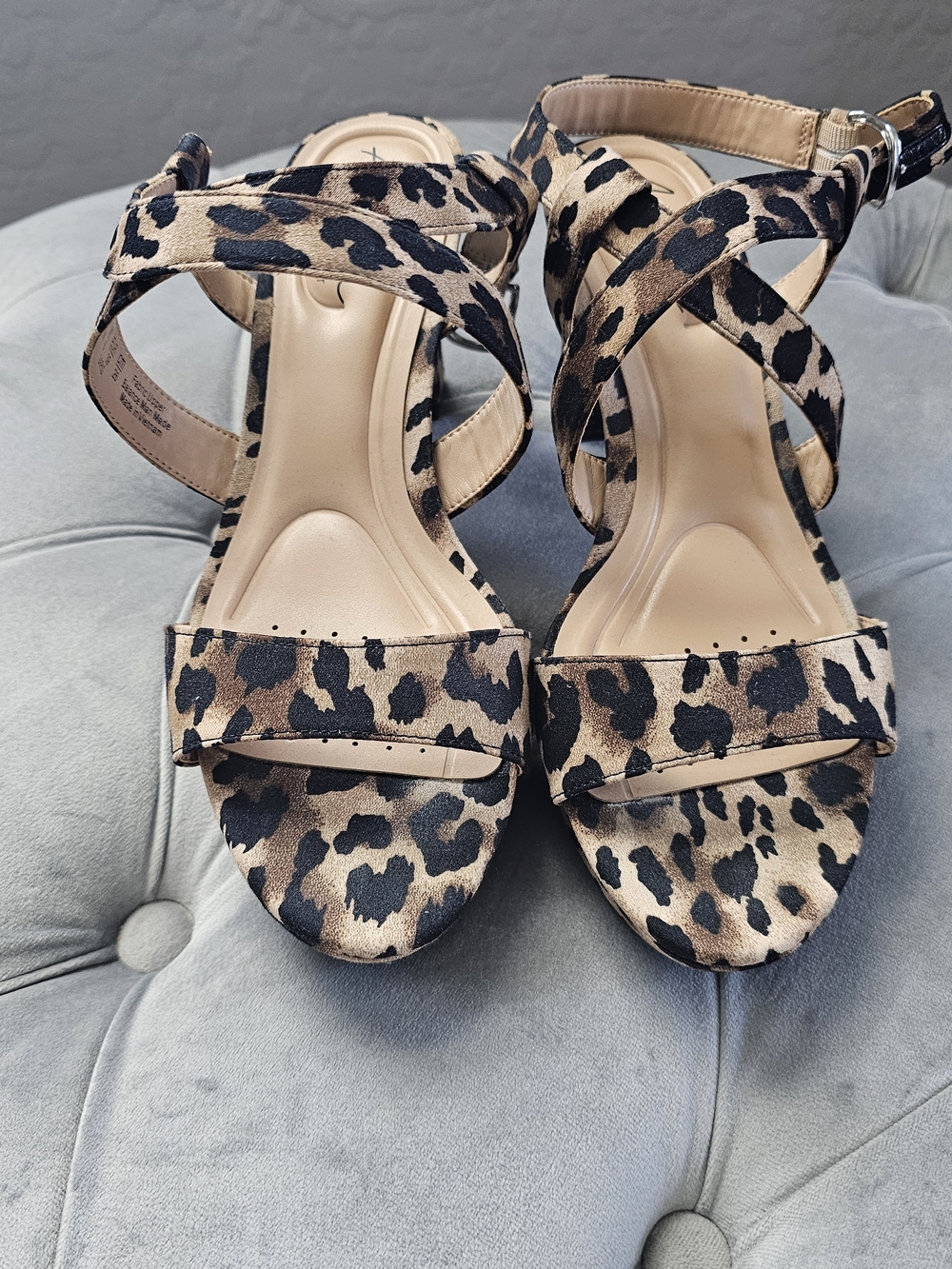 Abella Leopard Print Strappy Heels - Tan/Black